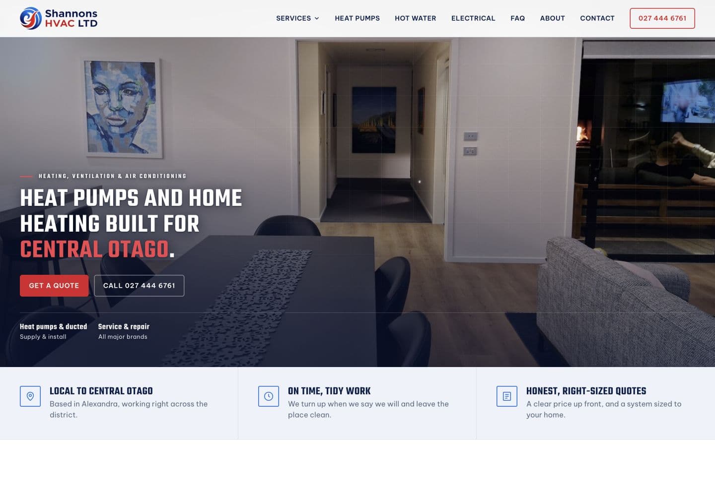 Shannons HVAC desktop website