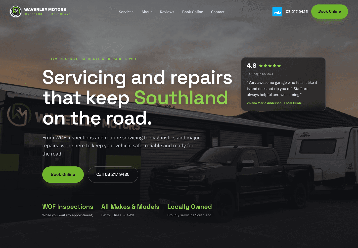 Waverley Motors desktop website